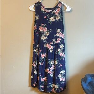 Floral Sleeveless Navy Dress